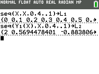 Caption: Step-by-step: [2nd] [stat] [right arrow] [5] {fill in the values as shown} {Paste} [sto->] [2nd] [2] [enter]
