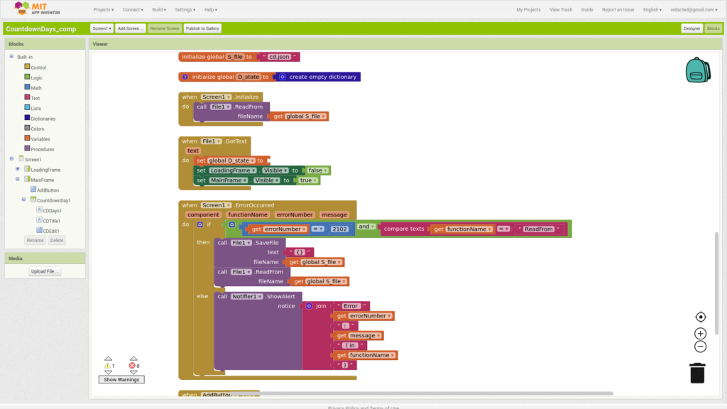 Caption: One of my App Inventor projects.
