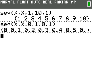 Caption: Result of seq(X,X,0,1,0.1).